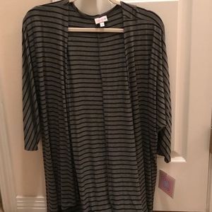 LuLaRoe Lindsay - Medium - Black/Gray Stripe NWT