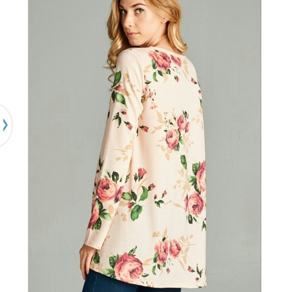Floral Print French Terry Top - Picture 2 of 2