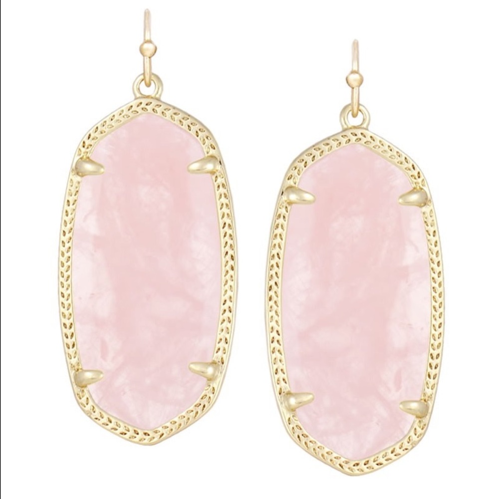 EUC Kendra Scott Elle Earrings Rose Quartz