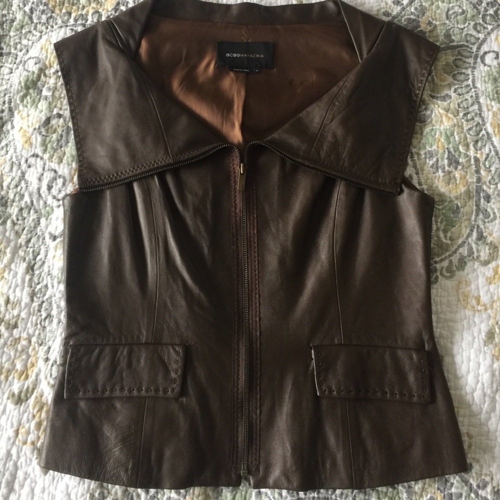 BCBG leather Vest size M
