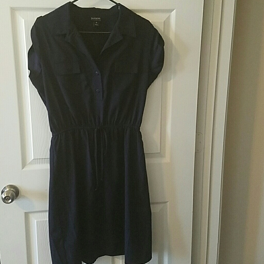 Navy Dress with Elastic Waist
