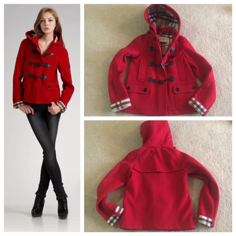 Burberry Brit Wool Toggle Coat Jacket, Size 2