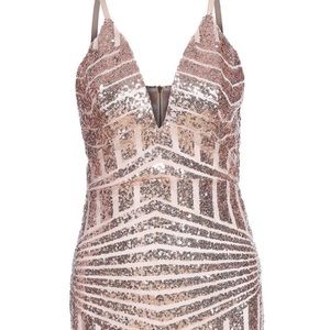 Gold Sequins Mini Dress