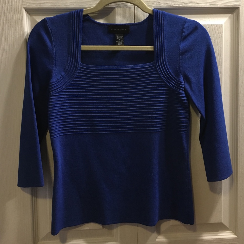 Blue Three-Quarter Sleeve Top