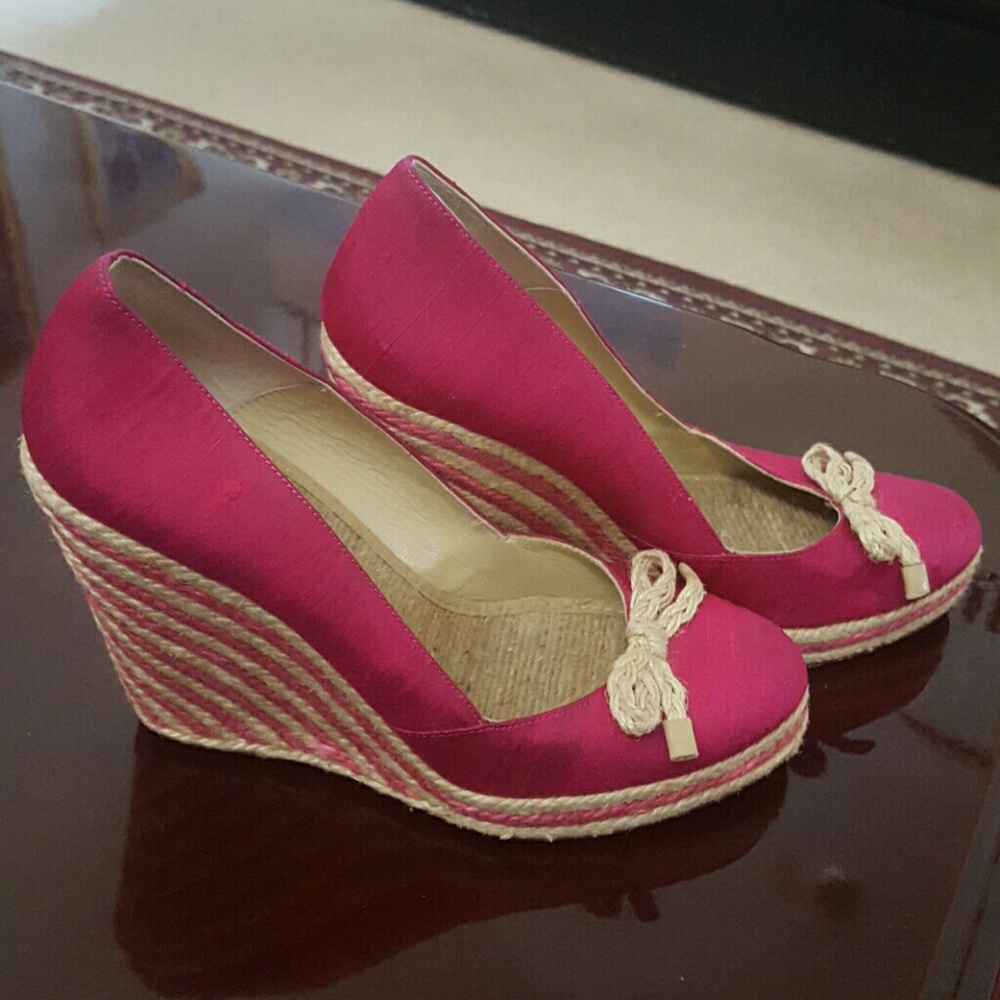 Kate Spade hot pink espadrille wedges