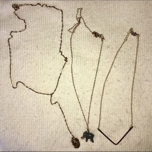 Necklace Trio💕 Gold Lariat, V-chain, Elephant💜