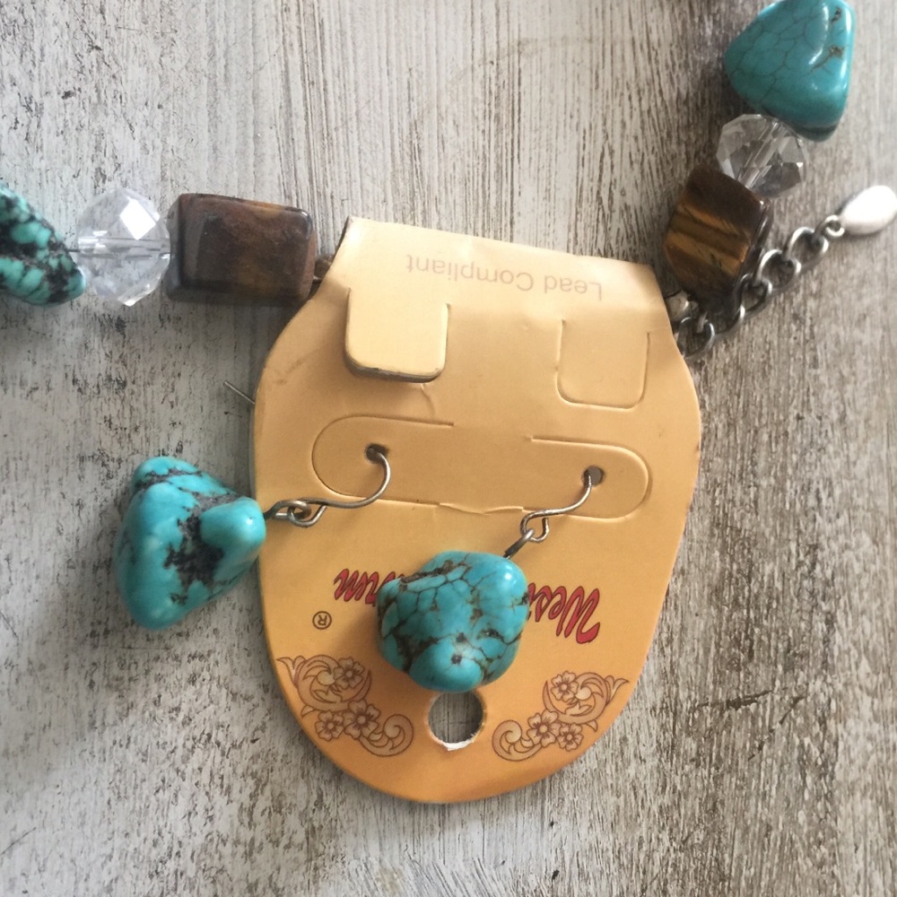 Turquoise and brown western necklace/earring set - Picture 3 of 4