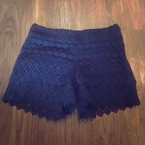 Ann Taylor Loft lace navy blue shorts