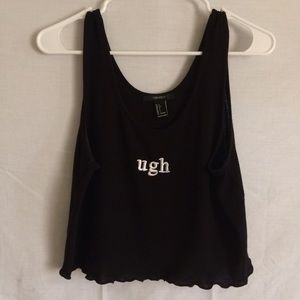 Embroidered Knit Ruffled Cropped Tank top