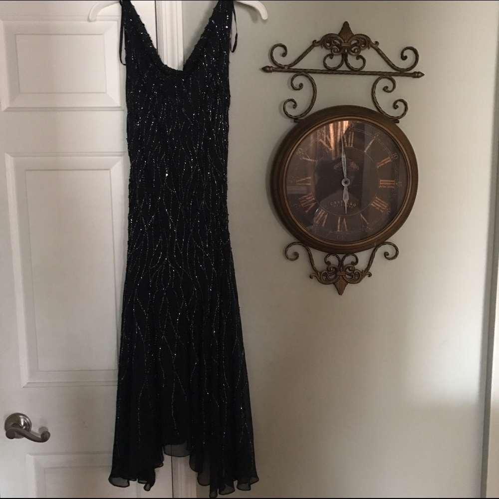 Beautiful beaded  navy  blue formal dress