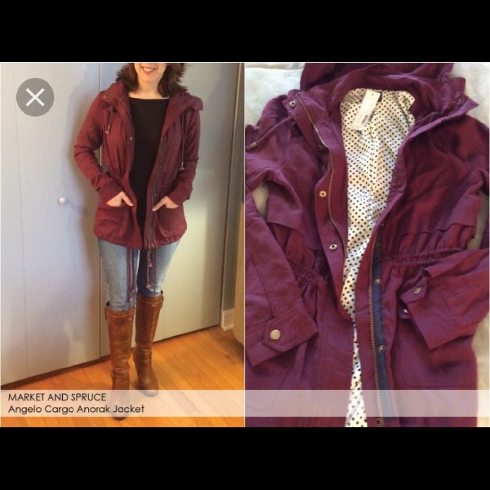 Market and Spruce Maroon Anorak Jacket