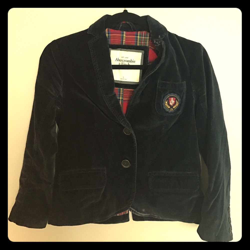 Like New Abercrombie & Fitch navy velvet jacket