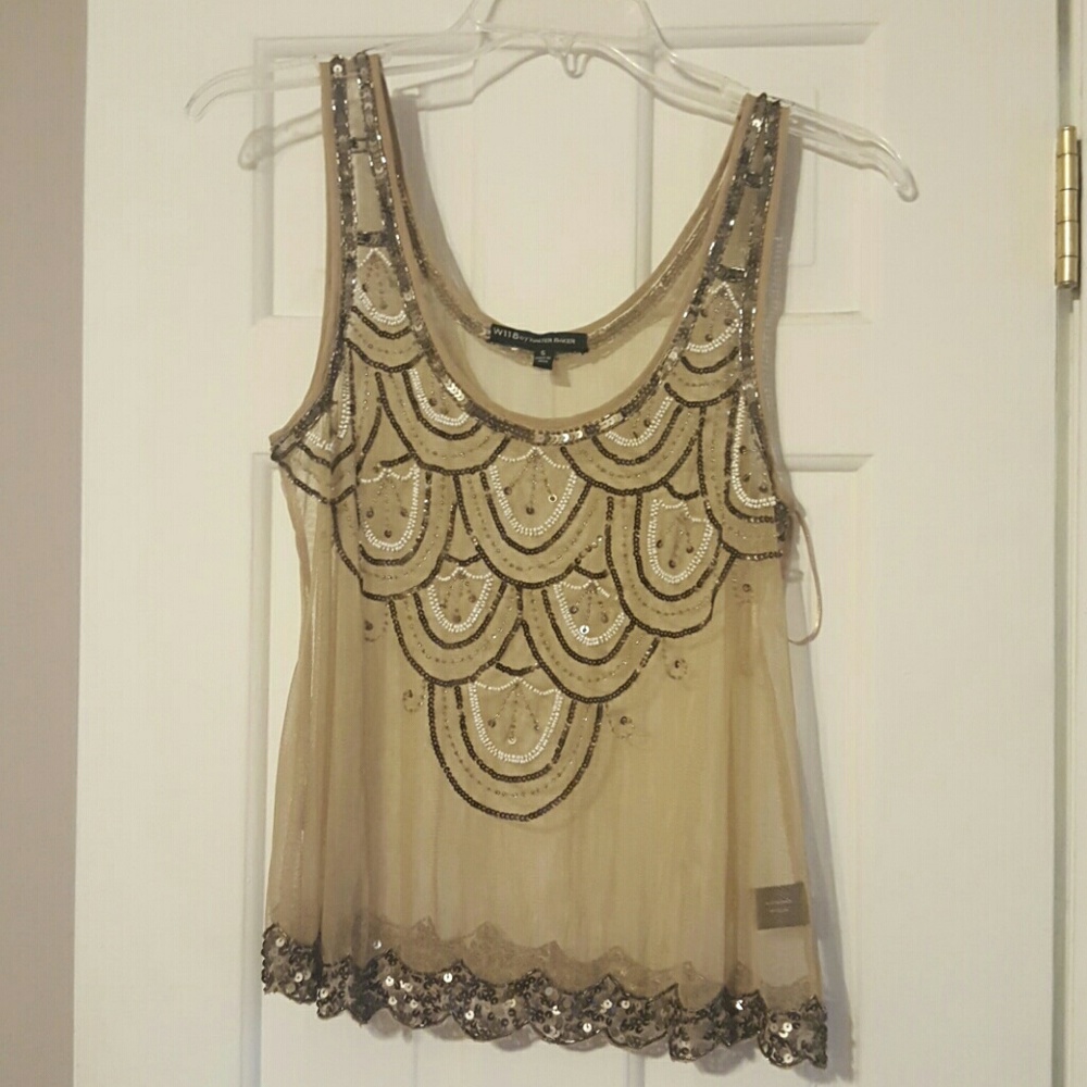 W118 by walker baker sheer beaded tank