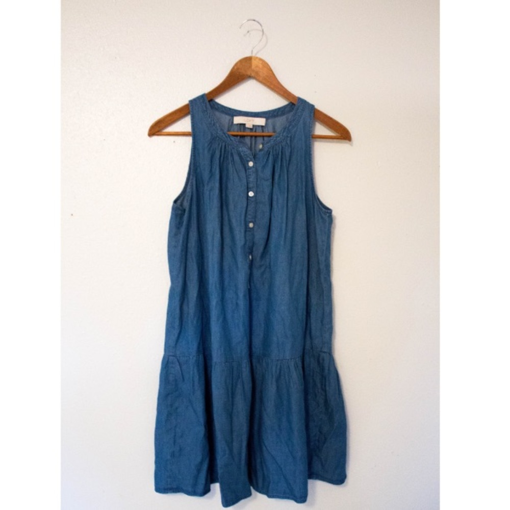 LOFT Chambray Drop Waist Dress