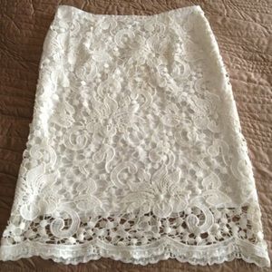 White Lace Midi Skirt L