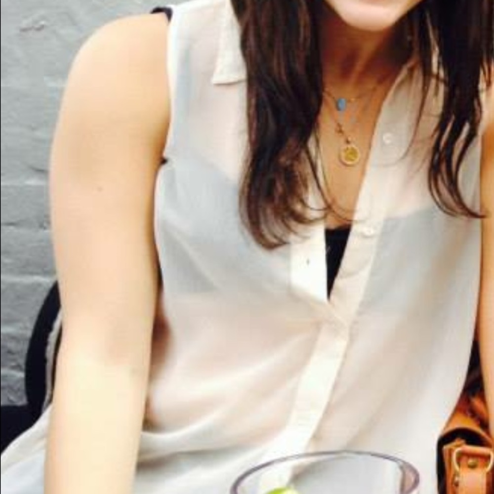 Sheer cream color chiffon blouse