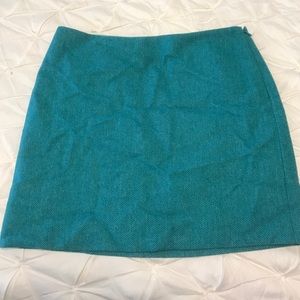 Teal J.Crew Wool Mini Skirt