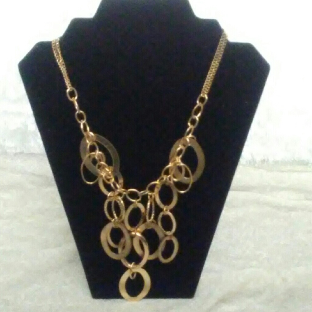 Gold Circle Drop Necklace