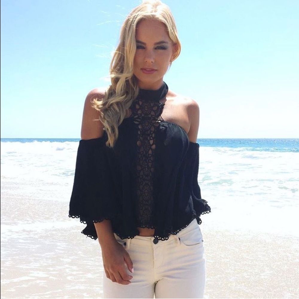 Mirage crochet blouse in black