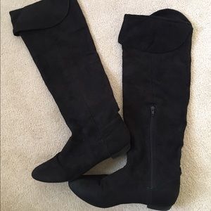 Thigh-High Black Suede Boots