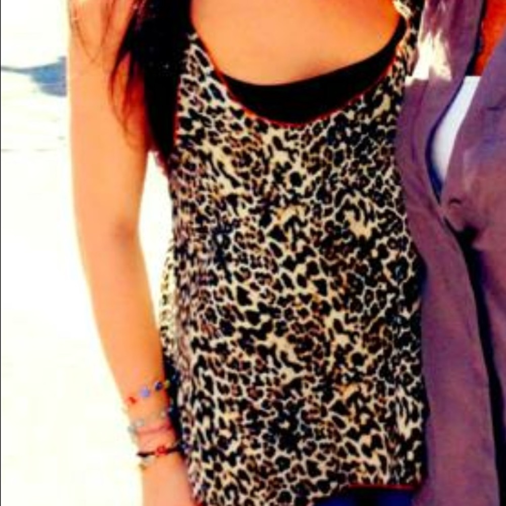 Leopard print silk tank top