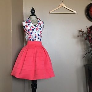 Coral Banded A-Line Skirt