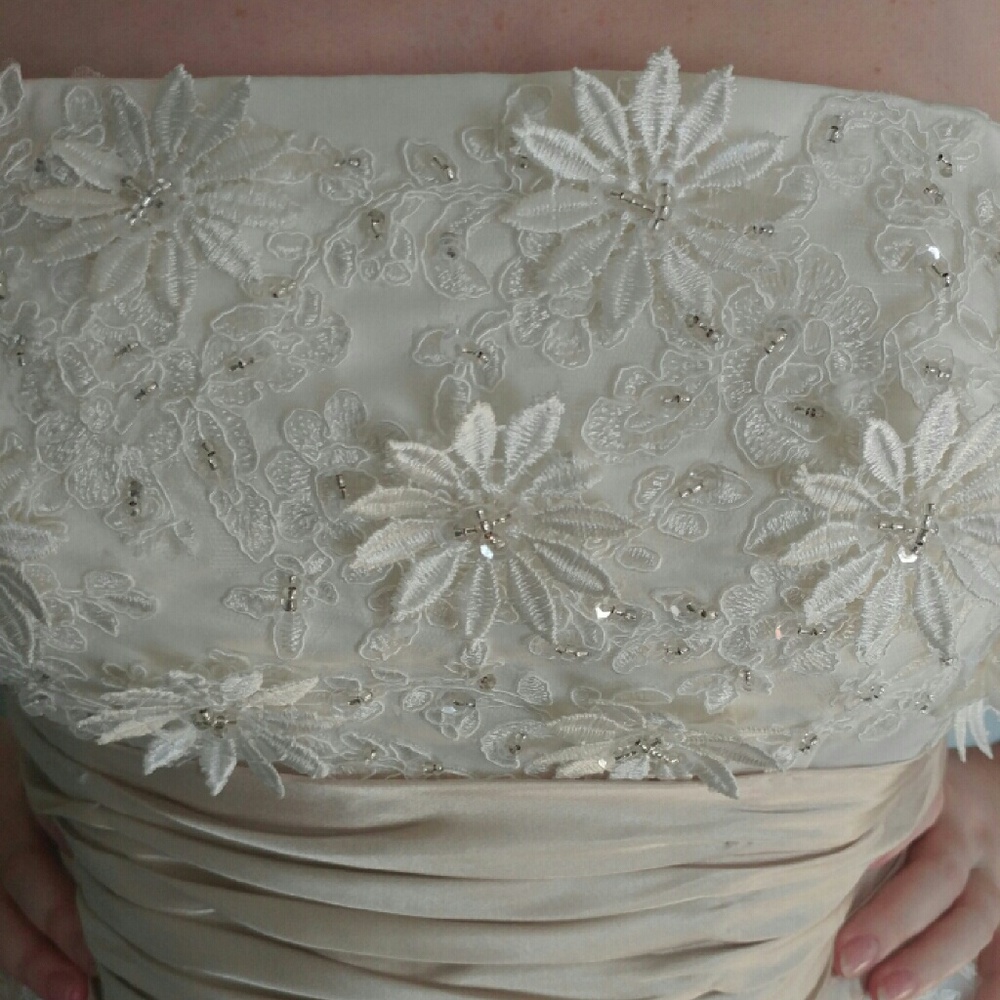 Ivory t-length wedding dress - Picture 3 of 8