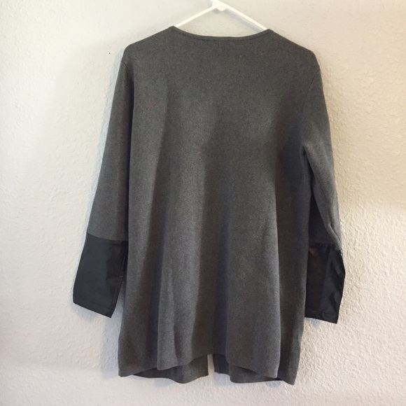 Faux leather zip sweater jacket - Picture 2 of 5