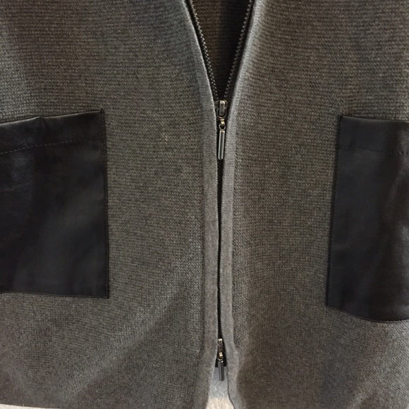 Faux leather zip sweater jacket - Picture 3 of 5