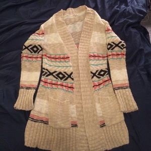 Long "Aztec" print Cardigan Sweater