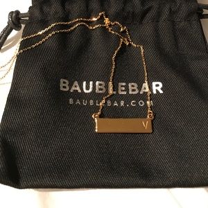 V initial Bar Necklace