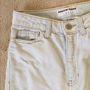 American Apparel Pinstripe High-Waisted Jeans