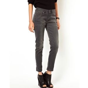 ASOS Grey Cropped Straight Leg Mom Jeans