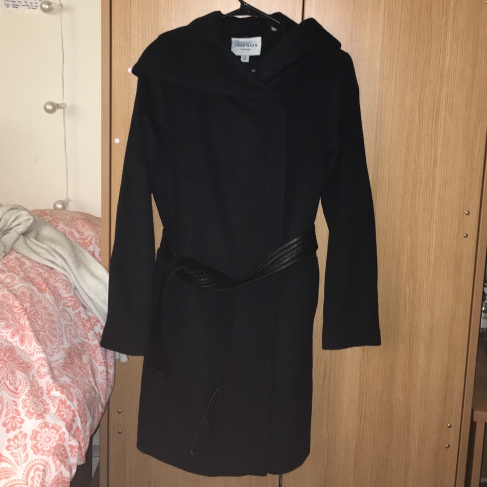 Colé Haan Wool Black Coat