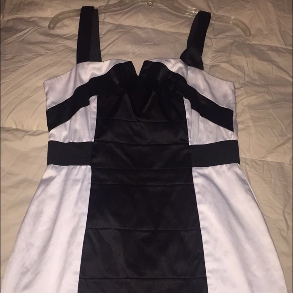 Black and white fitted dress