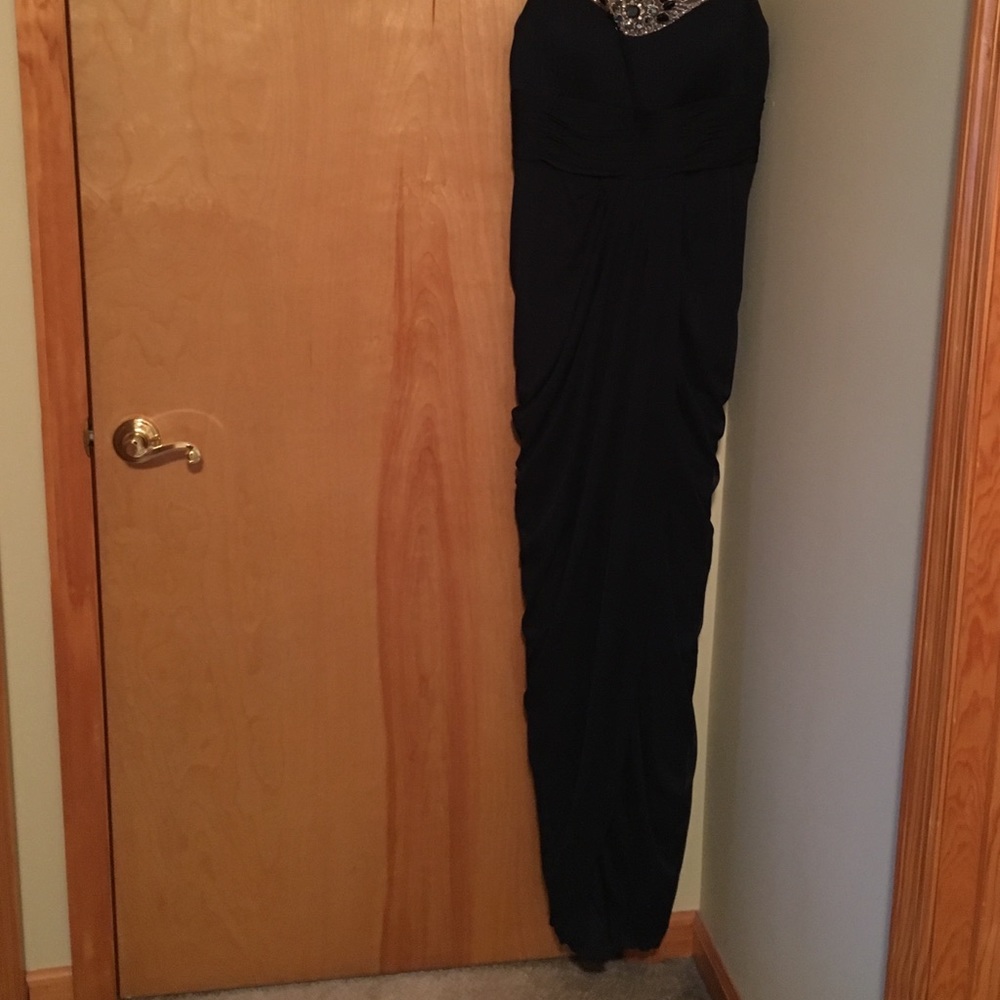 Adriana Papel beaded gown navy