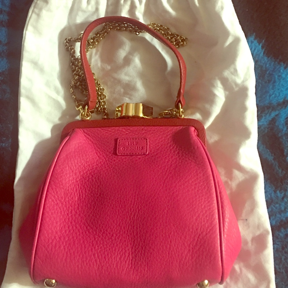 Lulu Guinness pink leather bag