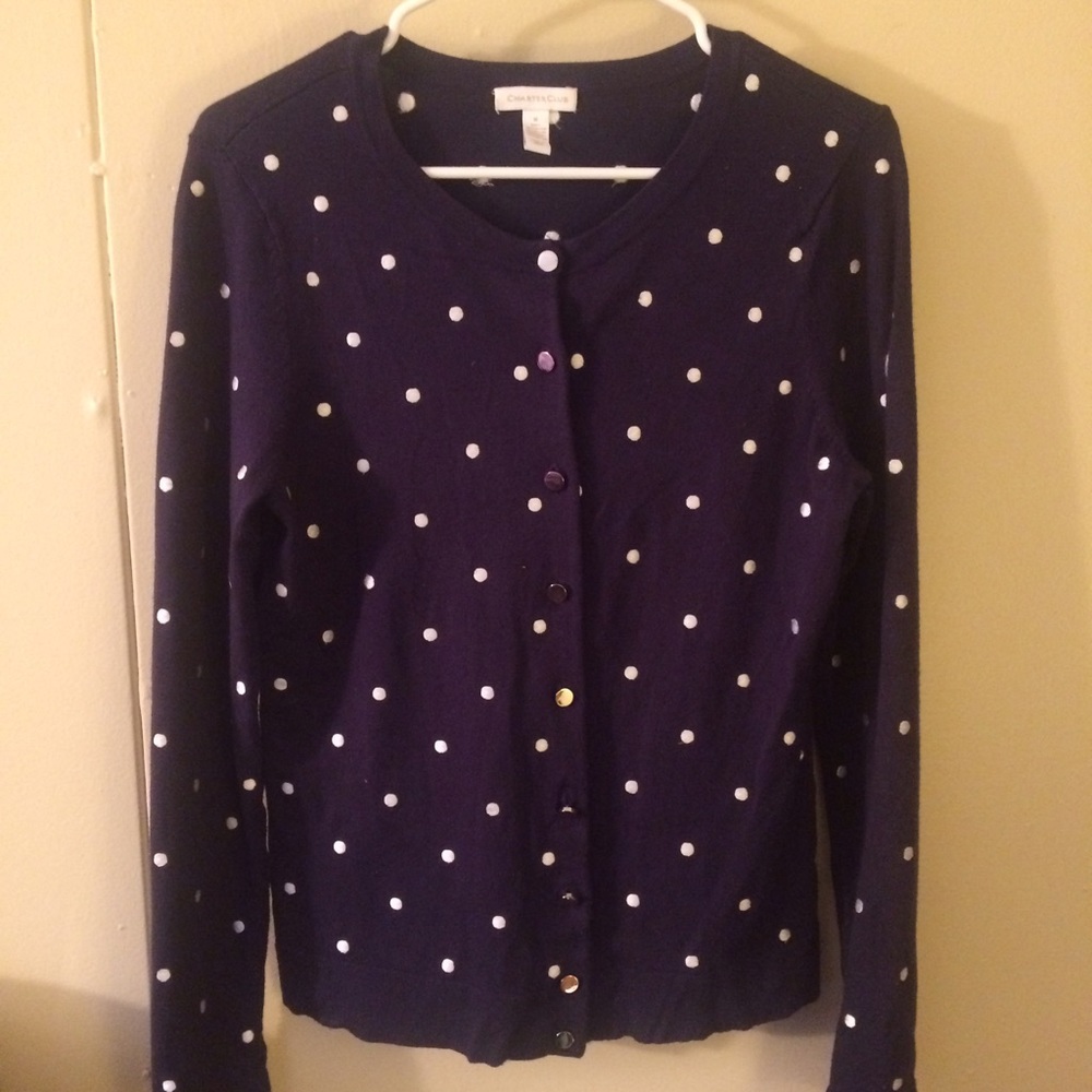 Navy blue polka dot cardigan