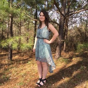 🔴Teal lace floral high low dress🔴