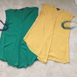 Limited Green & Yellow sleeveless blouse