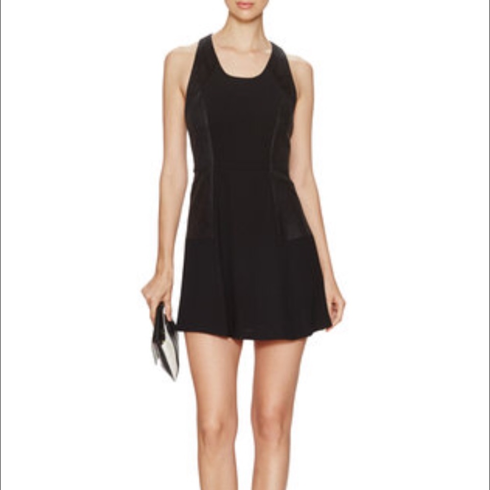 NWT Black Leather Panel Dress