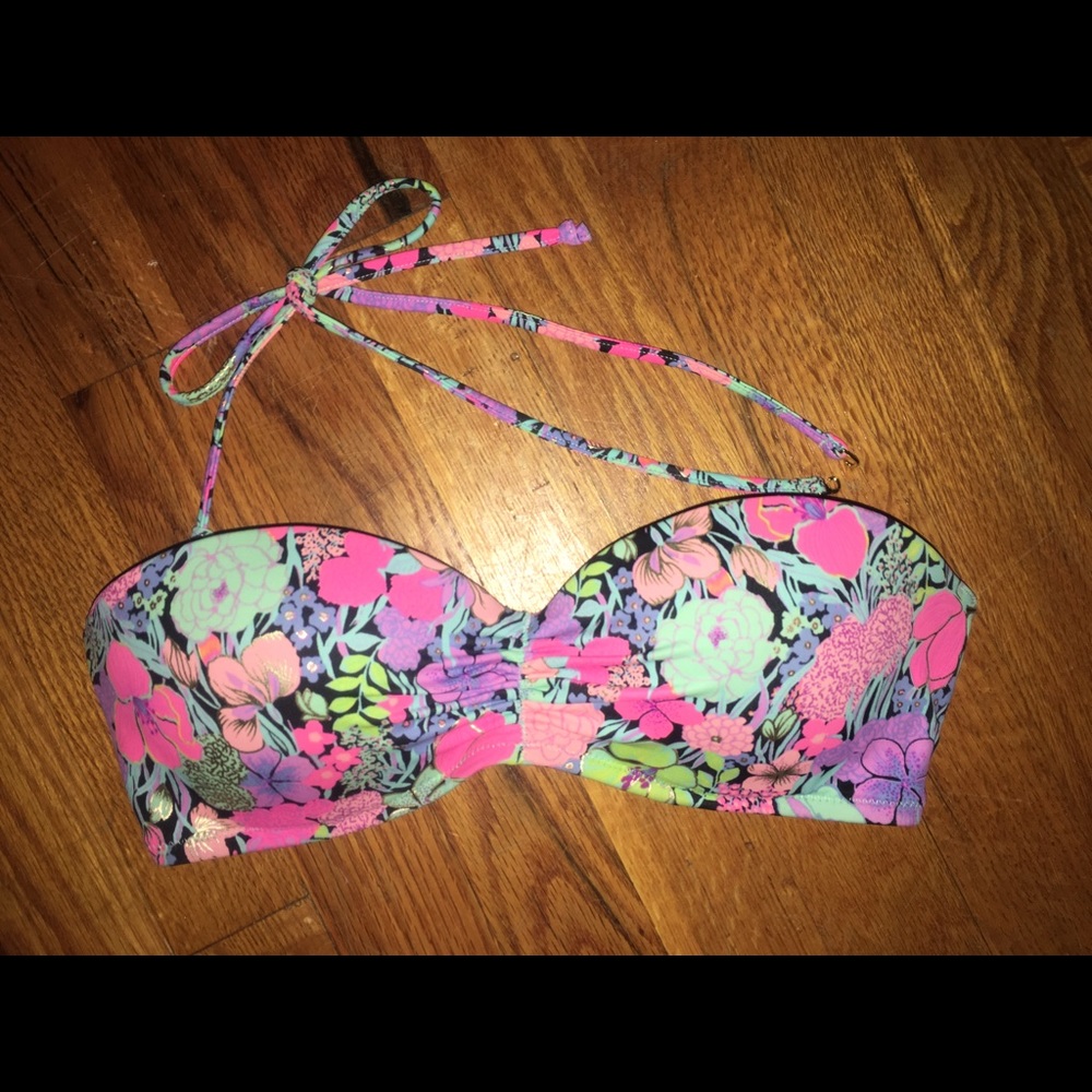 Victoria Secret Floral Bandeau Swim Top Size 32D