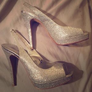 Silver Formal Heels Worn Once