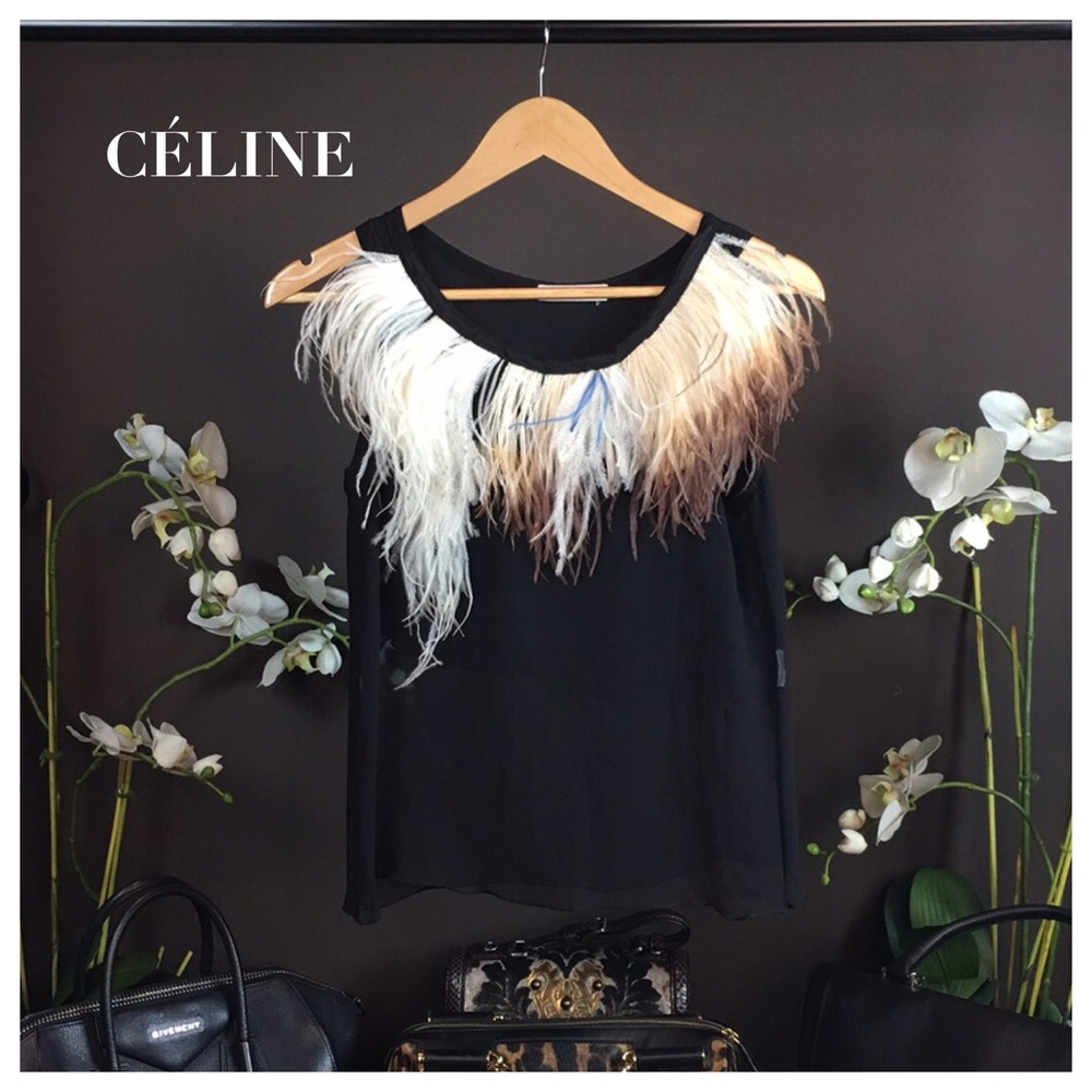 CÉLINE BLACK CHIFFON SLEEVELESS TOP - Picture 3 of 5