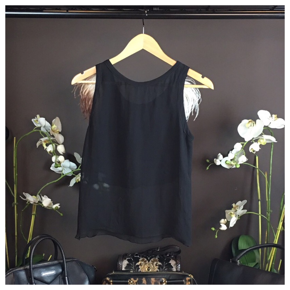 CÉLINE BLACK CHIFFON SLEEVELESS TOP - Picture 5 of 5