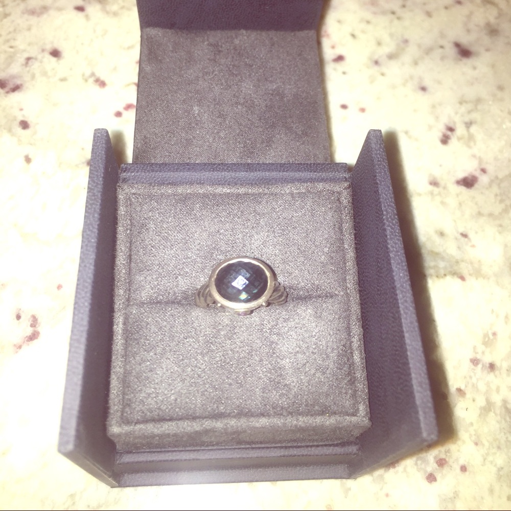 David Yurman Silver/Blue Topaz/Amethyst Ring