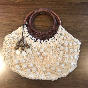 Crocheted cream handbag