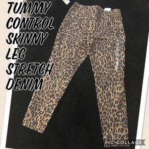 Leopard denim pants NWT