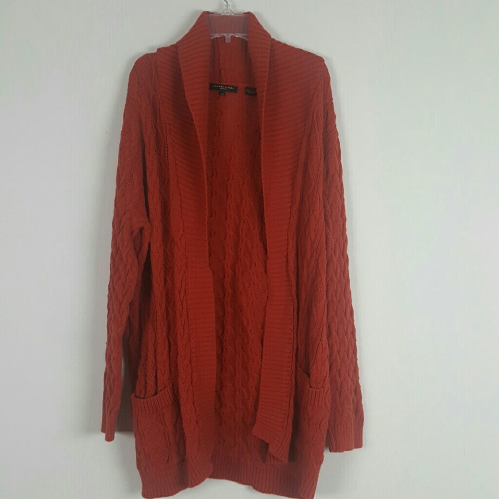 Long Woven Orange Cardigan