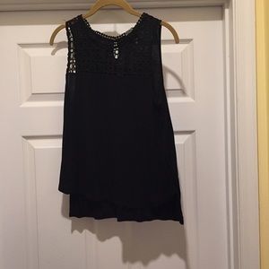 H&M sleeveless embroidered shirt, size S, black